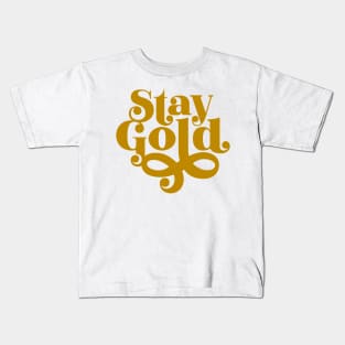 BTS stay gold swirl decorative typography Kids T-Shirt